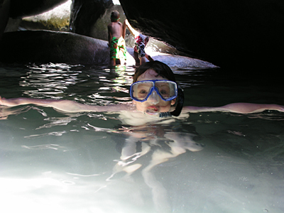 Inside the caves at the Baths of Virgin Gorda